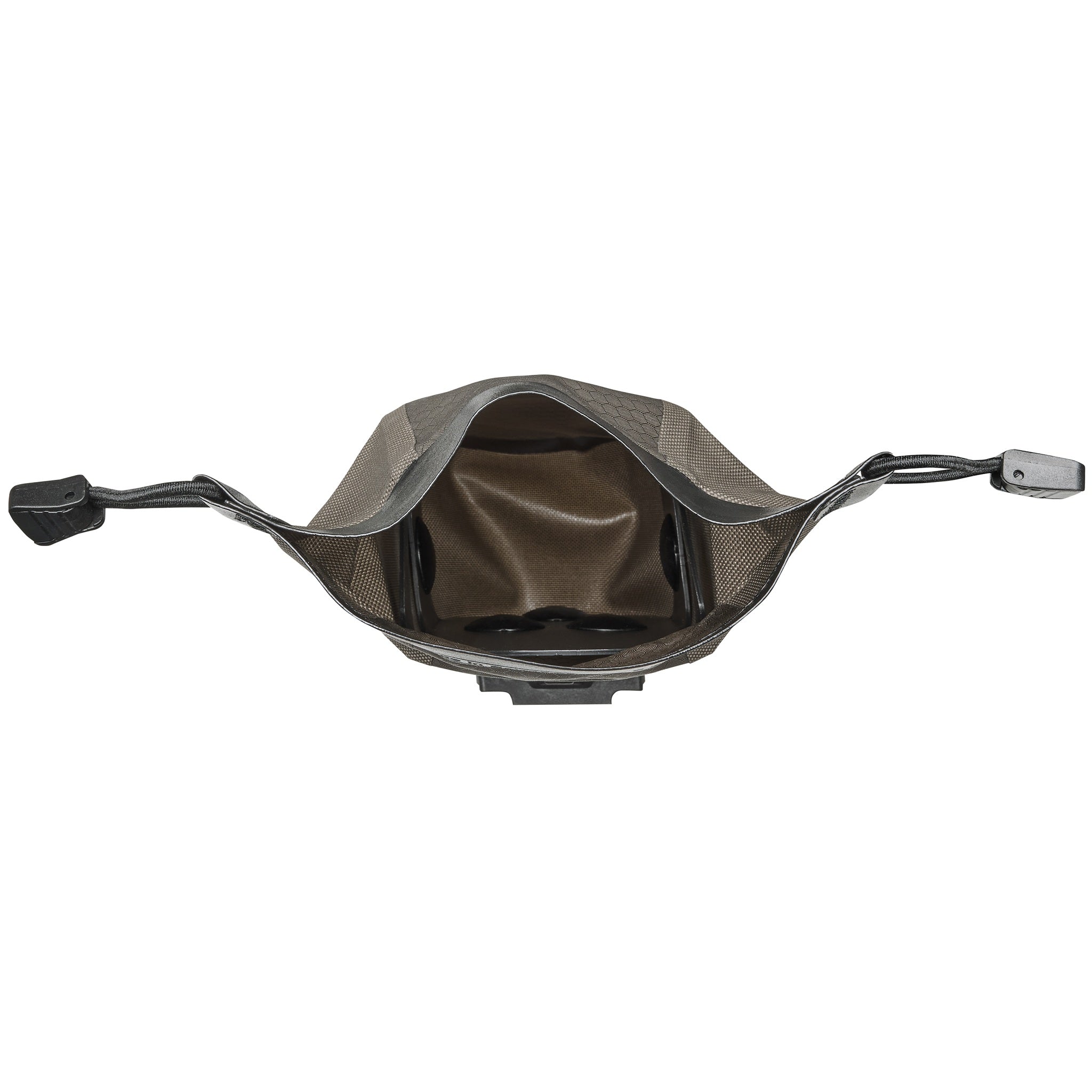 Innenansicht der ORTLIEB Micro-Bag 0.5L in dark sand mit offenem Rollverschluss